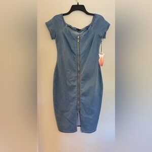 NWT Haute Monde Chambray Zip Dress - Size Med